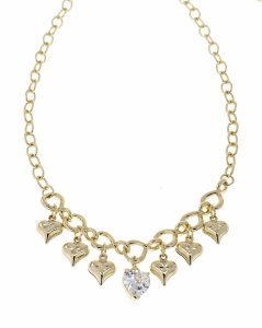 2373 Złoty łańcuszek naszyjnik 40+5cm pozłacany 14k cyrkonie serce