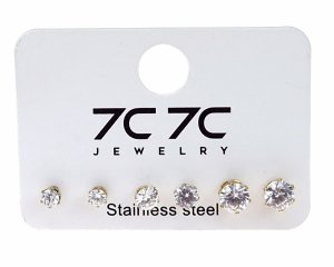 3076 Komplet zestaw kolczyki złote stal chirurgiczna 316L  cyrkonie