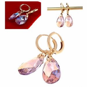 4833 Kolczyki złote Austrian Crystal cyrkonia pozłacane 18k Xuping wiszące 