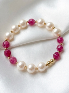 1175g Bransoletka kamień naturalny dolomit na gumce jubilerskiej