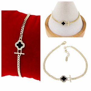 2651 Bransoletka złota elegancka cyrkonie 19cm pozłacana 14k Aisadi 