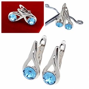 1145b Srebrne kolczyki Austrian Crystal pozłacane białym złotem wiszące