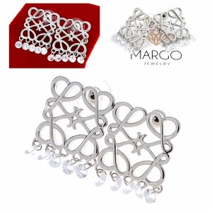 1938g Kolczyki srebrne pozłacane białym złotem wiszące cyrkonie Viki Lady 