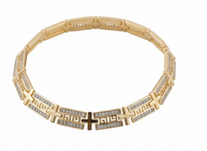 4642 Bransoletka elegancka złota 18,5+3cm pozłacana 14k wzór grecki