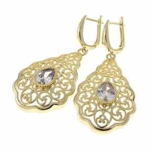 sz258 Kolczyki złote pozłacane 14k wiszące 