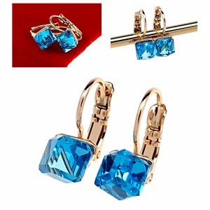 2731 Kolczyki złote Austrian Crystal cyrkonia pozłacane 18k Xuping wiszące 