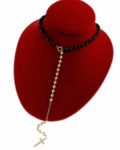 629 Złoty łańcuszek 64cm naszyjnik stal chirurgiczna celebrytka krawatka krzyż