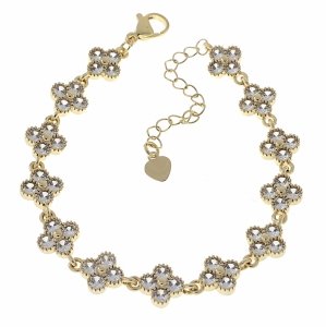 2477 Bransoletka elegancka złota 17+3cm pozłacana 14k cyrkonie