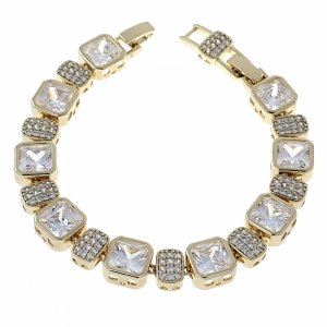 3193 Bransoletka elegancka złota 18+2cm pozłacana 14k cyrkonie Austrian Crystal