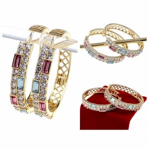 2215 Kolczyki złote pozłacane wiszące 14K Xuping cyrkonie