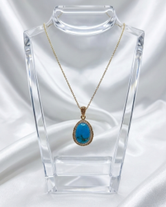 1819k Naszyjnik kamień naturalny dolomit 45+5cm pozłacany 14k