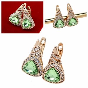 927 Kolczyki złote Austrian Crystal cyrkonia pozłacane 18k Xuping wiszące 