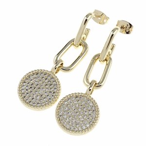 1301 Kolczyki złote pozłacane wiszące 14K cyrkonie