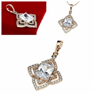 2129 Złota zawieszka cyrkonie błyszcząca pozłacana 18k Xuping