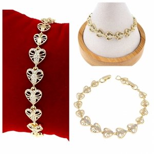 1391 Bransoletka złota elegancka cyrkonie 19cm pozłacana 14k Aisadi