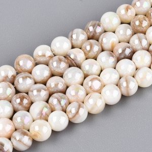 1671 Koraliki naturalna muszla słodkowodna, kolor AB okrągłe 5mm sznur 38cm 