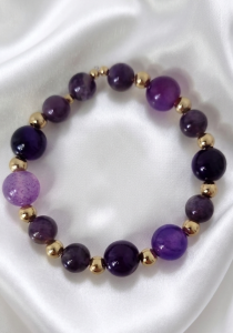 2332c Bransoletka kamień naturalny, mix kamieni na gumce jubilerskiej