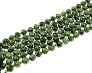 sz312 Naturalne koraliki z jaspisu sezamowego, barwione, fasetowane, rondelle, z koralikami drobnymi, ciemnooliwkowe, 7,5~8x6,5mm, otwór: 1,4mm, około 45~46 szt.