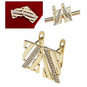 0151 Kolczyki złote pozłacane cyrkonie wiszące 14K Xuping 