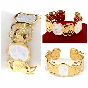 op140 Bransoletka złota 6cm stal chirurgiczna bangla 316L