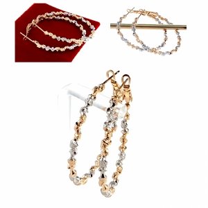 4233 Złote srebrne kolczyki pozłacane 18k Xuping wiszące koła 4cm