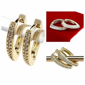 2238 Kolczyki złote pozłacane wiszące 14K Xuping cyrkonie