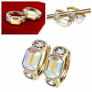 009 Kolczyki złote pozłacane Austrian Crystal wiszące 14K cyrkonie Xuping 