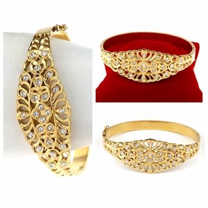 n40 Bransoletka złota 6,5cm stal chirurgiczna bangla 316L