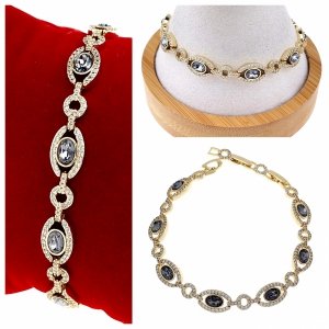 2444 Bransoletka elegancka złota Austrian Crystal 16+2+2cm pozłacana 14k Xuping cyrkonie 