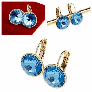 1217 Kolczyki złote pozłacane cyrkonie wiszące 14K Xuping Austrian Crystal