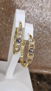 3108 Kolczyki złote pozłacane Austrian Crystal wiszące 14K cyrkonie Xuping 