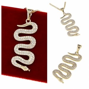 1252 Złota zawieszka cyrkonie błyszcząca pozłacana 14k Xuping żmija 