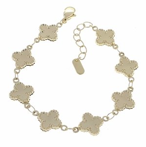 3027 Bransoletka elegancka złota 17+3cm pozłacana 14k koniczyna marokańska