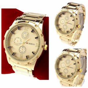 4184 Ekskluzywny męski złoty zegarek Kurren klasyk 