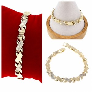4620 Bransoletka złota elegancka cyrkonie 19cm pozłacana 14k Aisadi