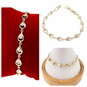 4308 Bransoletka złota elegancka cyrkonie 18,5cm pozłacana 14k Aisadi