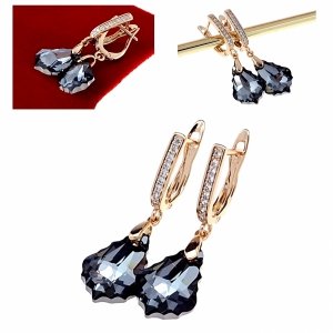 3270 Kolczyki złote Austrian Crystal cyrkonia pozłacane 18k Xuping wiszące 