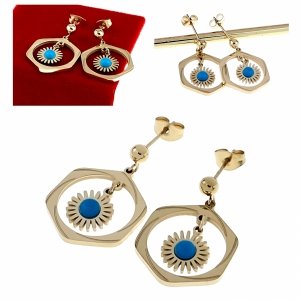 3525 Kolczyki złote stal chirurgiczna 316L nierdzewna wiszące 