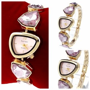 1323 Ekskluzywny damski złoty zegarek błyszczący cyrkonie Kurren klasyk