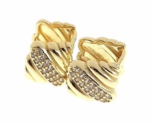1977 Kolczyki złote pozłacane wtyczki 14K cyrkonie