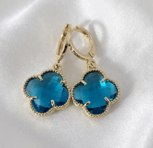 4866 Kolczyki złote pozłacane wiszące 14K koniczyna marokańska