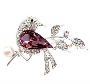1072 Elegancka broszka srebrna cyrkonia Austrian Crystal