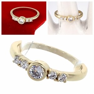 839 Pierścionek złoty zaręczynowy błyszczący cyrkonie pozłacany 14k 