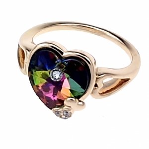 1931a Pierścionek złoty pozłacany 18k cyrkonie Austrian Crystal