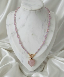 3731j Naszyjnik opal kamień naturalny 52cm stal chirurgiczna nierdzewna kryształki