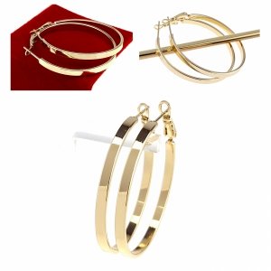 0242 Kolczyki złote pozłacane wiszące 14K Xuping koła 4cm 