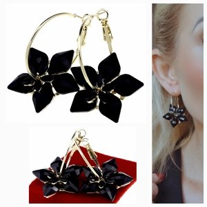 2571 Kolczyki złote pozłacane wiszące 14K Viki Lady kwiaty lato wakacje