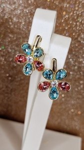 3287 Kolczyki złote pozłacane Austrian Crystal wiszące 14K cyrkonie Xuping 