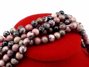 088 Naturalne koraliki rodonitu, okrągłe, 8~8,5 mm, otwór: 1 mm, około 46~47 szt./sznur, 14,96 cala (38 cm)