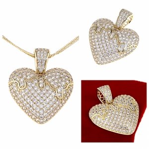 op104 Złota zawieszka cyrkonie błyszcząca pozłacana 14k Xuping serce